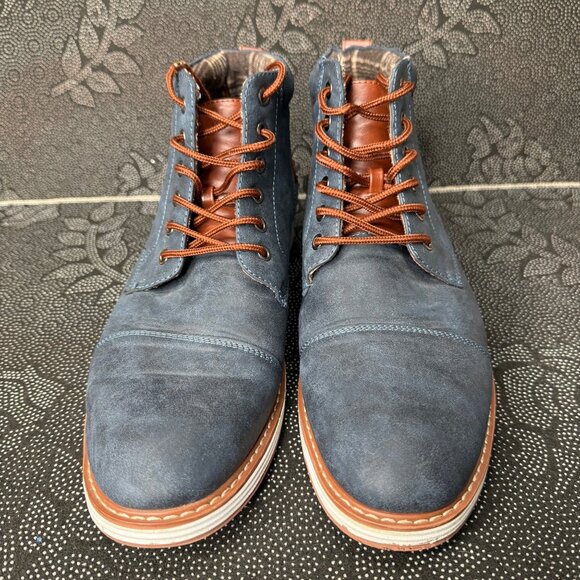 Ferro Aldo Mens Birt Chukka Boots Size 9.5 Brown & Blue Leather - Picture 2 of 7